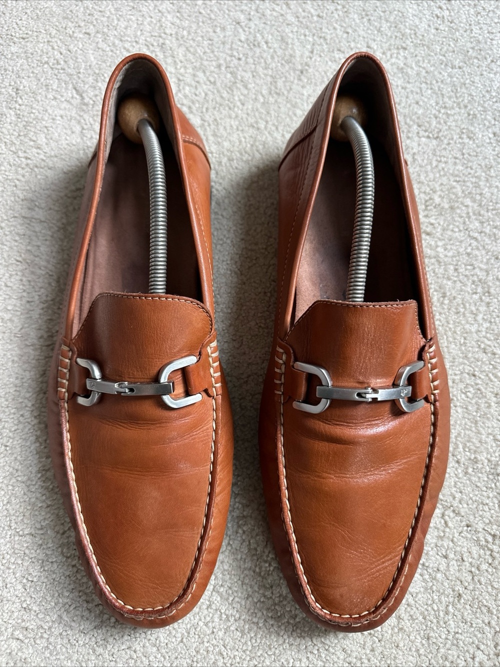 Donald J. Pliner Men's Brown Leather Silver Horse Bit Loafers